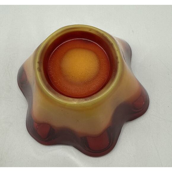Niknax · MCM Art Glass Freeform Amber Pedestal Ashtray  MCM 1950’s SASAKI Amberina Slag Art Glass 3 Rest Ashtray Japan Cadmium Glow